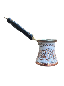 3-Piece Hand-Carved White Copper Turkish Coffee Pot <b>Set</b> Engraved Floral Cezve Ibrik Trio Traditional <b>Arabic</b> Greek Coffee Maker - Product Image 2