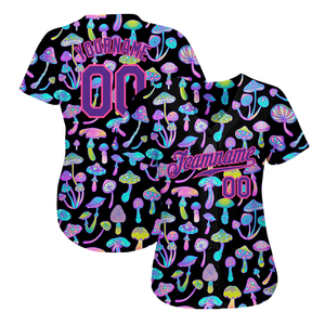 Maillots de baseball en polyester respirant de qualité supérieure avec motif champignon psychédélique pour uniformes d'équipe de lycée à boutons intégraux - Product Image 2