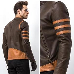Men's Brown Genuine Leather Windproof Front Logo Moto <b>Jacket</b> Stand Collar Zipper Closure <b>Slim</b> <b>Fit</b> Winter Regular Length - Product Image 4