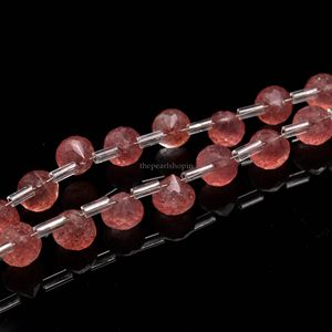 Cuentas facetadas de cuarzo rosa fresa natural de 7-9 mm, cuentas facetadas de cuarzo rosa fresa genuino en forma de lágrima para joyería - Product Image 3
