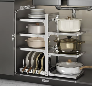 Stainless Steel Multi <b>Layer</b> Pot Rack Kitchen Cookware Organizer Cabinet <b>Under</b> Sink Storage Shelf Holder - Product Image 1
