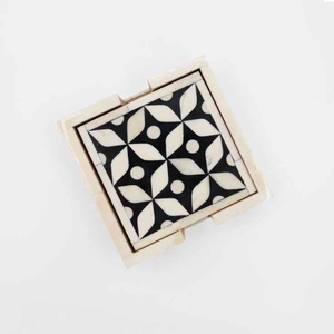 Juego de Posavasos con Incrustaciones de Hueso para Encimeras de Cocina, Diseño Cuadrado, Accesorios Elegantes para Mesa, para una Vida Moderna, Nogal - Product Image 1