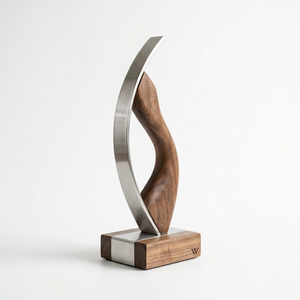 Sculpture nordique en métal doré en forme de feuille de Ginkgo, figurine de luxe en fer en forme de feuilles d'éventail, ornement de centre de table avec base rectangulaire - Product Image 3