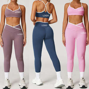 Conjunto de yoga transpirable para mujer, talla XS, con bloques de color, traje deportivo de cintura alta con pantalones cortos, sensación de segunda piel, ajustado, para fitness y running - Product Image 1