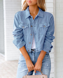Women's Winter Casual <b>Denim</b> Blouson Coat Short Length Pullover Closure Non-Stretch <b>Lightweight</b> Yellow White Loose Fit Outerwear - Product Image 3