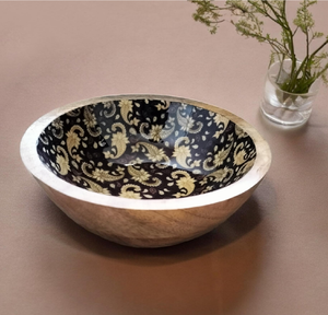 Tazón de Madera de Alta Calidad para Servir Alimentos con Diseño de Pinceladas Azules, Tazón para Servir con Diseño Moderno Impreso en Esmalte - Product Image 4