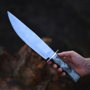 Couteau Bowie de chasse et de camping d'extérieur à lame fixe en acier inoxydable de qualité industrielle, fait main, à bord droit, manche en bois, OEM - Product Image 4