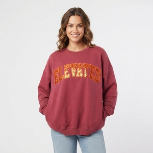 Sudadera Oversize para Mujer con Lentejuelas y Letras Bordadas, Cuello Redondo, Estilo Casual Urbano - Product Image 1