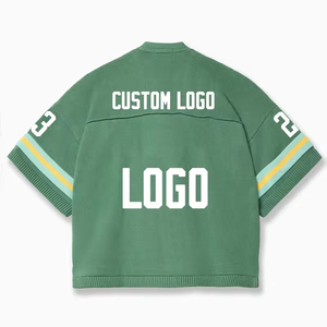 Custom Logo Printed V Neck Short Sleeve Mesh Football Jersey Crop Knit Anti-Bacterial Quick Dry Summer <b>Men</b> - Product Image 2