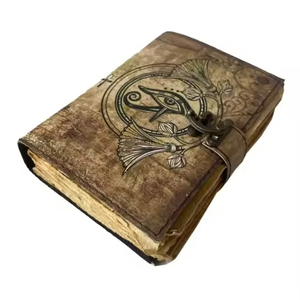Diario de Tapa Dura Clásico de Cuero Genuino Hecho a Mano para Lectura y Brujería, Libro Vintage con Estampado de Grimoire del Tercer Ojo y Papel con Borde Desflecado - Product Image 4