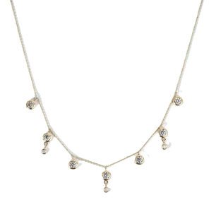 Collier de fiançailles minimaliste en diamant naturel de laboratoire, or massif 18 carats, diamant taille ronde serti clos, collier flottant avec diamant - Product Image 1