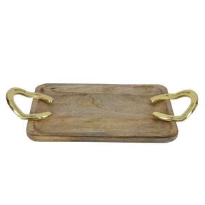 Plateau de service carré en bois de qualité supérieure, design mors de cheval, plateaux décoratifs de luxe, utilisation commerciale, plateau de luxe, fournitures hôtelières - Product Image 4