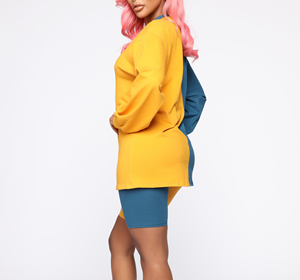 Conjunto de dos piezas de verano para mujer, talla grande, 100% algodón, con encaje, forro polar, bloques de color sólido y parches, ideal para descansar. - Product Image 4
