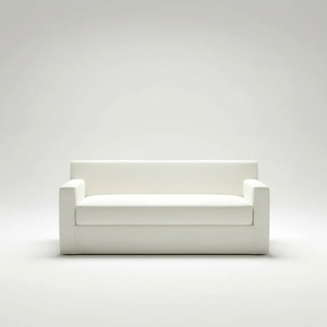 Sofá Moderno Compacto de 3 Plazas, Tapizado en Tela Blanca, de Perfil Bajo y Lujo, con Brazos Ajustables y Patas Ocultas - Product Image 6