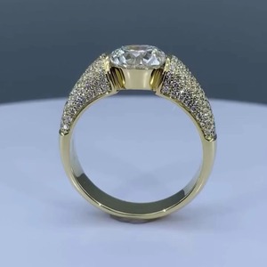 Anillo de Diamantes Cultivados en Laboratorio de Diseño Moderno, 3.00ct, Corte Redondo, con Certificado IGI y Claridad VVS-VS, para Hombre y Mujer - Product Image 4