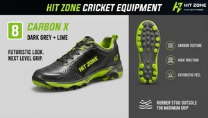 Zapatillas de críquet con tacos de goma, zona de impacto, calzado deportivo premium, parte superior de malla transpirable, suela exterior de alta adherencia para rendimiento en césped artificial. - Product Image 2