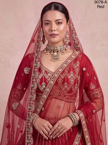 Conjunto de Lehenga Choli de Seda Rosa Bordado con Dupatta de Tela de Red, Traje Tradicional Indio para Bodas, de Secado Rápido para Mujer - Product Image 2