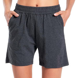 Shorts de cintura alta para mujer con diseño de forro polar, cinturón, bolsillos laterales, espalda fruncida con cordón y ajuste relajado para estar en casa. - Product Image 2