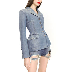 Blazer de cuero sintético para mujer, estilo motociclista, corte ajustado, manga larga, cuello vuelto, cierre de cremallera, color liso, corto - Product Image 2