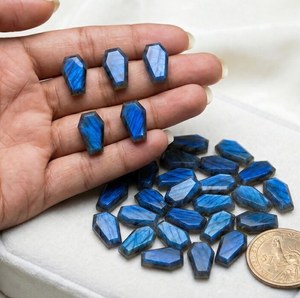 Pierre précieuse naturelle Labradorite en forme de cercueil, coupe à facettes, éclat bleu, 7x14mm, pierre lâche pour bijoux personnalisés, vente en gros de pierres précieuses - Product Image 2