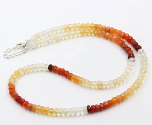 Collar de Rondelle facetado de ópalo de fuego mexicano minimalista, cuentas de 5mm, regalo perfecto para mujer - Product Image 2