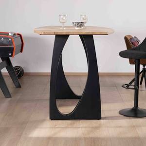 Mesa alta Vandana Urban Texture en madera de acacia, 185 cm, con patas de metal negro, diseño Audacio - Product Image 6