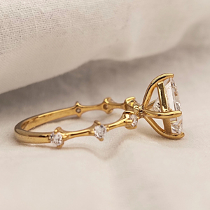 Anillos de Diamantes Moissanite con Corte Princesa de Oro de 10k y 14k, Certificados por IGI, VVS, Joyería Fina para Mujer, Anillo de Compromiso y Boda - Product Image 4