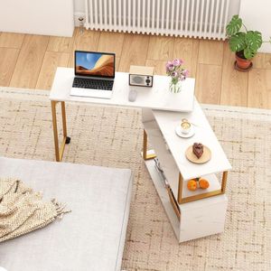 360 Degree Rotating Living Room <b>Sofa</b> <b>Side</b> <b>Table</b> with Storage Bookcase and Hooks - Product Image 2