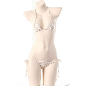 Ensemble bikini brésilien deux pièces rouge pour femme, haut dos nu et bas à nouer sur les côtés, en Spandex/Nylon très extensible avec cordon de serrage - Product Image 5