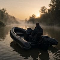 Bateau à rames gonflable en PVC Hyparon et fibre de verre de 5,5 m