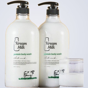bodywash <b>Cream</b> Milk Protein Body Wash White Musk Scent 1.1L 2 Pieces <b>Shower</b> Gels Made in Korea All skin types - Product Image 1