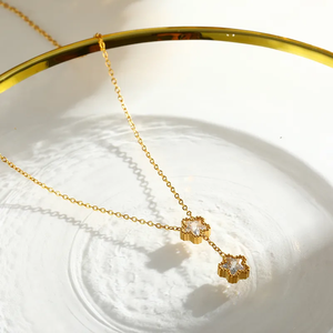 Collar de Flores para Mamá, Mujer, Acero Inoxidable 304, Chapado en Oro Real de 18K con Circonita, con Revestimiento de 0.03µm de Grosor - Product Image 5