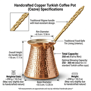 Cafetera Turca de Cobre Martillado Premium al por Mayor - Ibrik Tradicional Hecho a Mano para Cafetería - Personalización de Marca y Pedidos al por Mayor - Product Image 4