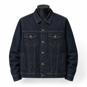 Chaqueta de Mezclilla Indigo Oscuro Personalizada para Hombre, Chaqueta Clásica de Algodón, Fabricante Mayorista OEM ODM - Product Image 1