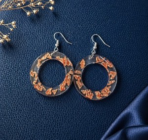Epoxy <b>Resin</b> With Gold Foil Earring For Party Event Festive Women Trending Party Statement Jewelry Acrylic Lucite Dangle Earring - Product Image 2
