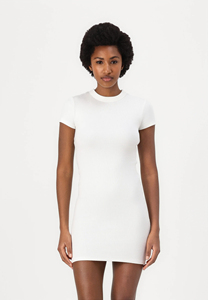Vestido ajustado de manga corta acanalado más vendido, proveedor de vestidos de punto elástico acanalado, OEM ODM - Product Image 3