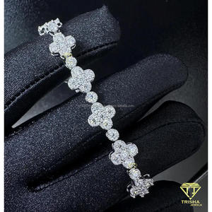 สร้อยข้อมือโคลเวอร์หรูหราประดับเพชรเลี้ยงในห้องปฏิบัติการ เครื่องประดับเงินพรีเมียมสำหรับผู้ชายและผู้หญิง - Product Image 2