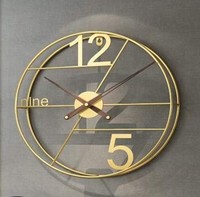 Jam Dinding Analog Besi Desain Mid-Century, Dekorasi Dinding Terbaru untuk Ruang Tamu, Ruang Makan, Latar Belakang, Ukuran Besar, Logam