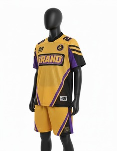 Ensemble de maillot et short de football américain de haute qualité, uniforme sportif respirant, vêtements d'équipe personnalisés pour les entraînements et les matchs - Product Image 4