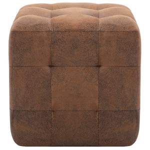 2 poufs en simili daim marron 11,8"x11,8"x11,8" - Tabourets et ottomanes - Product Image 3
