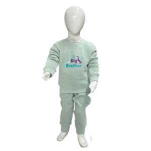 ชุดเสื้อผ้าเด็กแขนยาวผ้าฝ้ายเนื้อนุ่ม ชุดลำลองมีฮู้ดสำหรับเด็ก ฤดูใบไม้ผลิ ฤดูใบไม้ร่วง สีพื้น ชุดสองชิ้นสำหรับเด็กทารก - Product Image 1