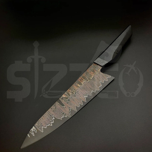 OEM Custom Copper Carbon Steel Santoku Kitchen Slicing Knife Handmade <b>BBQ</b> Meat Carving Chef Knife Wood Handle Ideal Gift - Product Image 2