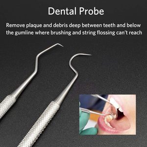 2 pièces : Détartreur dentaire double face et nettoyeur à crochet en acier inoxydable avec étui de rangement - Product Image 5