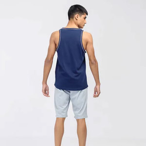 Feneze เสื้อกล้ามคอตตอนสีกรมท่าสำหรับผู้ชาย, เสื้อแขนกุดแห้งเร็วลำลองคอกลมสีพื้นระบายอากาศได้ดี - Product Image 2