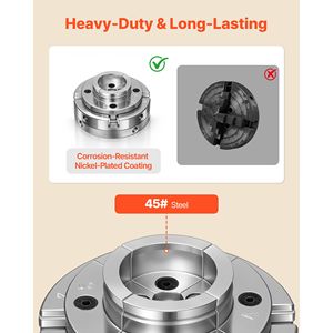 Set di mandrini per tornio da legno pneumatici da 4 pollici, autocentranti a 4 griffe con adattatore filettato da 1 pollice x 8 TPI, 4 pezzi (griffe rotonde/a gradini/a perno) - Product Image 4