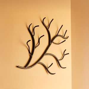 Handcrafted Tree Branch Iron <b>Wall</b> <b>Mounted</b> <b>Coat</b> <b>Rack</b> Artistic Metal Entryway Organizer For Bags Jackets Hats Scarves Rustic - Product Image 3