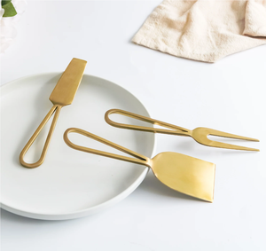 <b>Kitchen</b> <b>Gadgets</b> and Accessories Brass Cheese Sets Home Table Cheese Butter Knife Fork Set Popular Design - Product Image 3