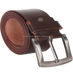 Cinturón informal de cuero de vaca de grano completo marrón para hombre, cinturón de vestir informal de negocios de cuero marrón liso hecho a mano - Product Image 2