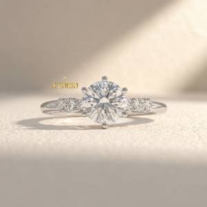 Anillo de Compromiso con Siete Diamantes, Acabado en Oro Blanco, Diamantes Cultivados en Laboratorio, Oro de 14K, Joyería de Moda para Mujer, Regalo para Bodas y Fiestas - Product Image 6