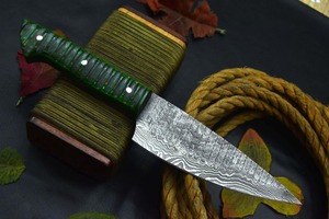 Cuchillo de Camping BA ENTERPRISES de Acero de Damasco de Grado Industrial, Punta Caída, Mango de Madera, Borde Recto, Grosor de 0.45mm - Product Image 5